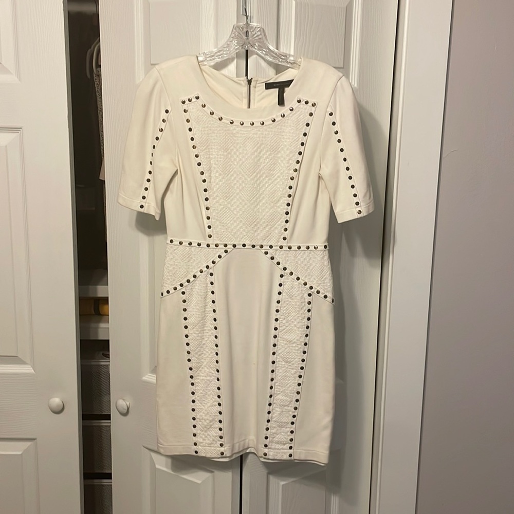 BCBG Maxazria Off-White Studded Dress